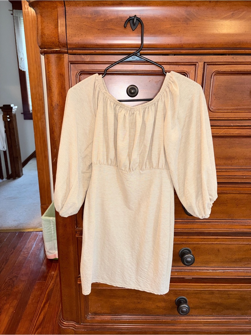 ASOS DESIGN Cream Linen Blend Puff Sleeve Mini Dress Size 4 - Picture 2 of 6